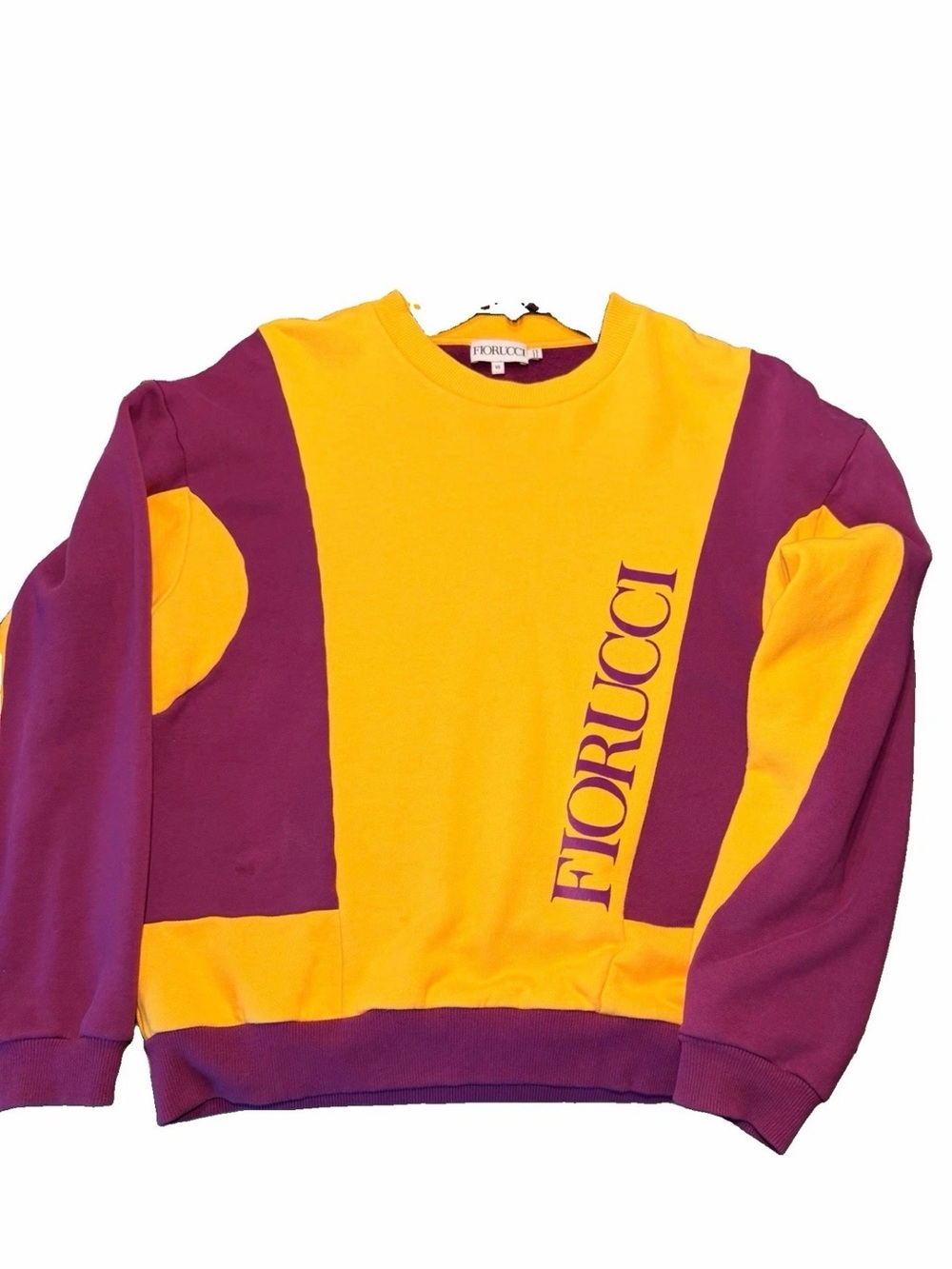 Fiorucci Men's Yellow & Purple Logo Crewneck Sweater